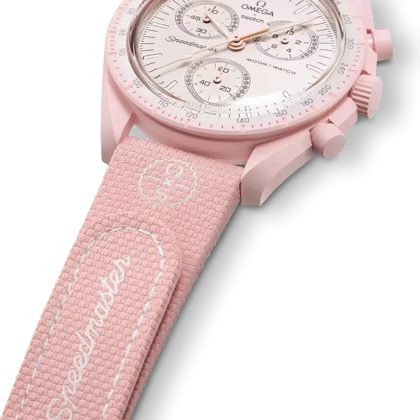 MoonSwatch Açık Pembe/Beyaz Kauçuk