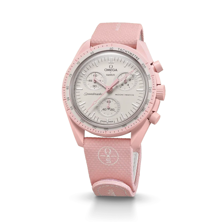 MoonSwatch Açık Pembe/Beyaz Kauçuk