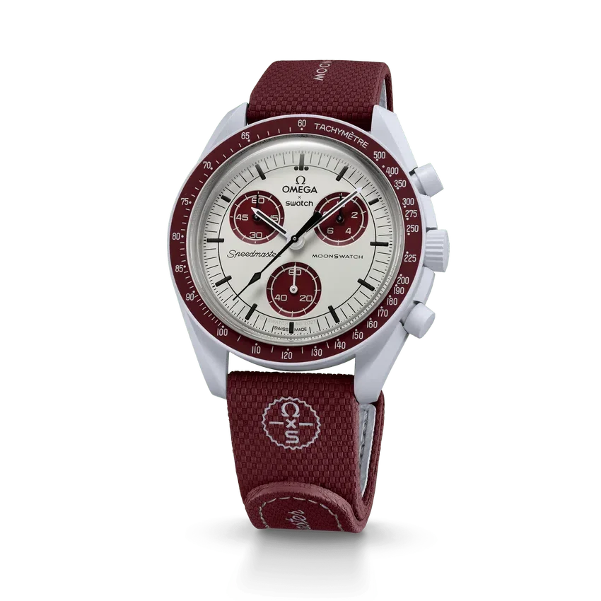 MoonSwatch Bordo/Açık Gri Kauçuk
